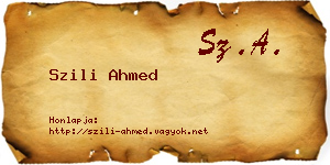 Szili Ahmed névjegykártya